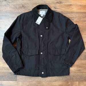 H&M Jacket Men’s Small Black Barbour Style Corduroy Collar Accent